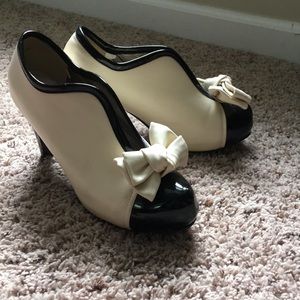 Cream and black booties